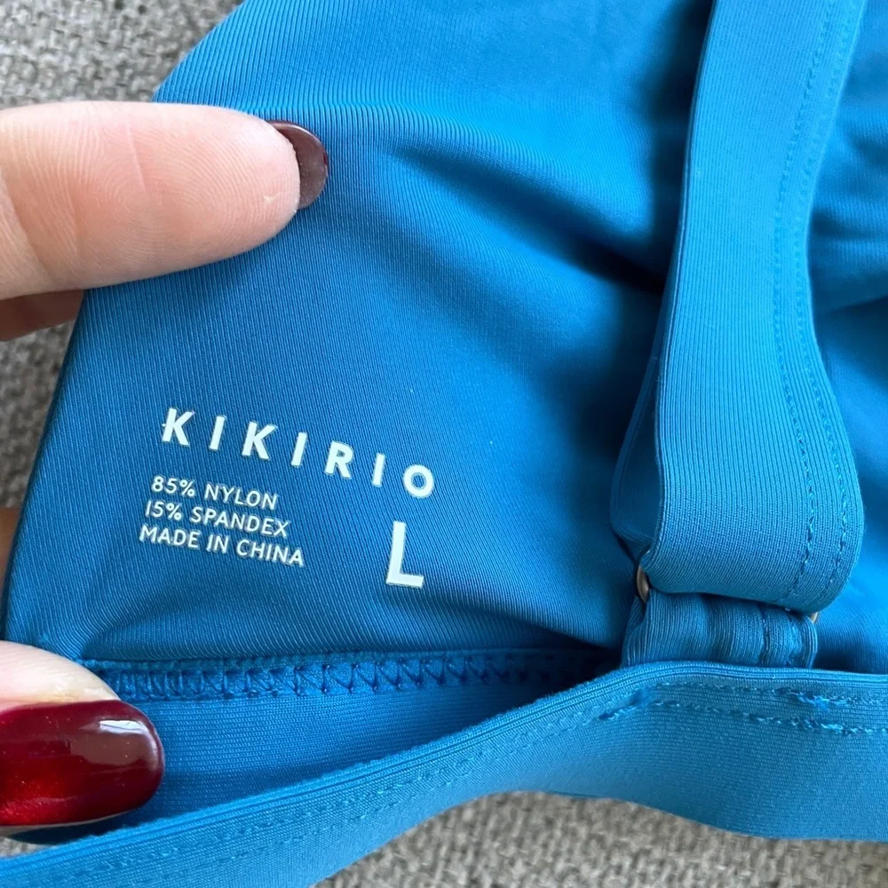 KIKIRIO Solid 19 Skye Plunge V-neck Bikini Top In Blue Size L Swim